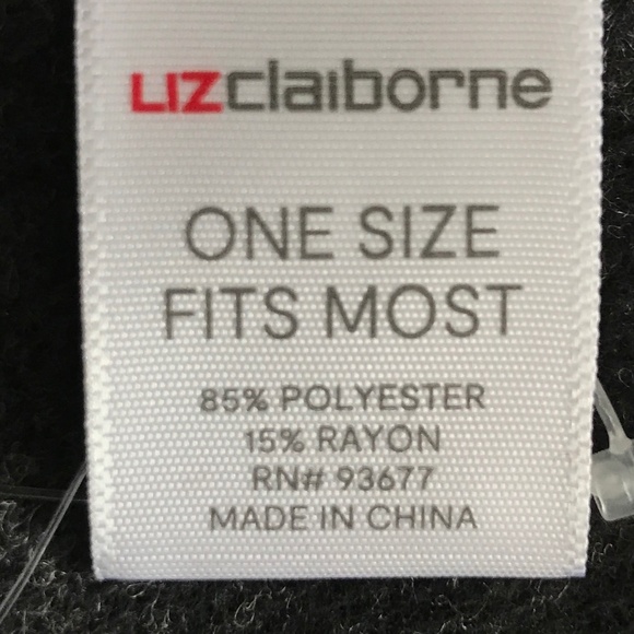 Liz Claiborne Charcoal Grey Oblong Scarf / Wrap with Fringe - Picture 4 of 8